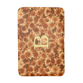 Moderne grafische Dahlia Pattern, bruin en goud Badmat (Voorkant Verticaal)