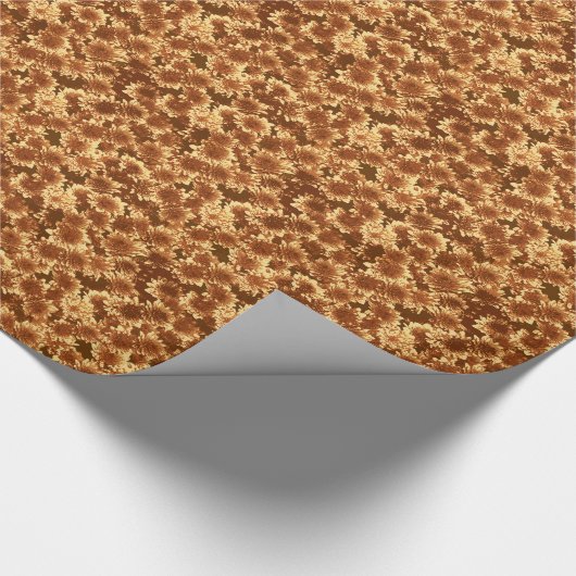 Moderne grafische Dahlia Pattern, bruin en goud Cadeaupapier (Hoek)
