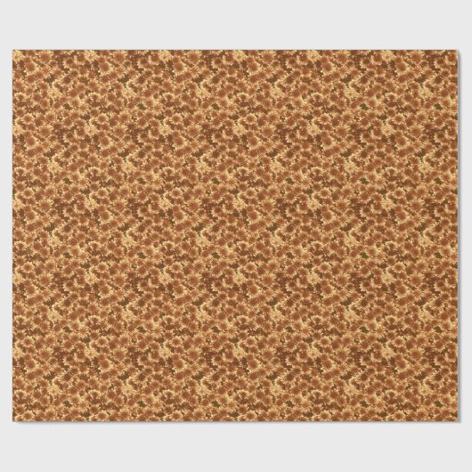 Moderne grafische Dahlia Pattern, bruin en goud Cadeaupapier (Vlak)