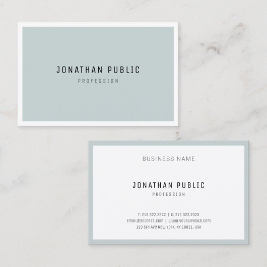 Moderne grafische eenvoudige blauwe groene minimal visitekaartje (Voorkant / Achterkant)