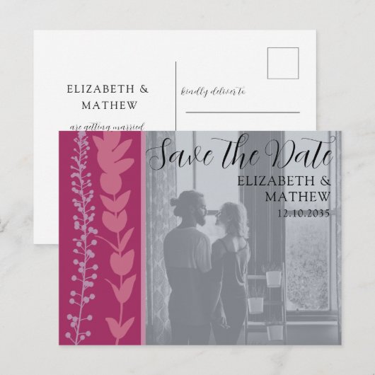 Moderne grafische foto's en foto's opslaan op datu aankondigingskaart (Voorkant / Achterkant)