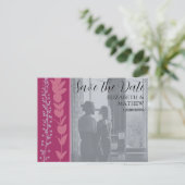 Moderne grafische foto's en foto's opslaan op datu aankondigingskaart (Staand voorkant)