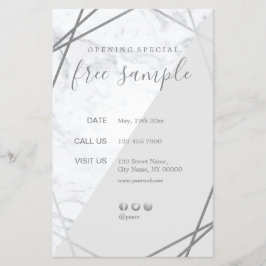 Moderne grafische geometrische marmer Silver 5.5x8 Flyer