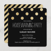 Moderne grafische Glitter Gold Black Housewarming  Kaart (Voorkant / Achterkant)