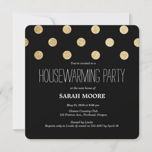 Moderne grafische Glitter Gold Black Housewarming  Kaart (Voorkant)