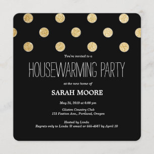 Moderne grafische Glitter Gold Black Housewarming  Kaart