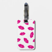 Moderne grafische Gold XOXO Hot Pink Lips Bagagelabel (Achterkant verticaal)