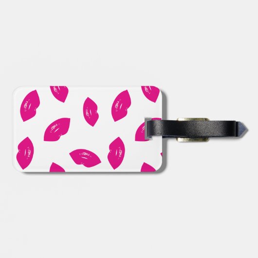 Moderne grafische Gold XOXO Hot Pink Lips Bagagelabel (Achterkant horizontaal)
