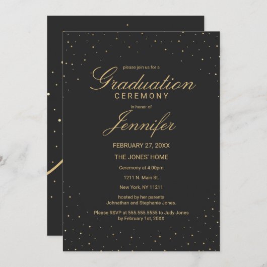 Moderne grafische gouden bespikkeld op zwart Afstu Kaart (Voorkant / Achterkant)