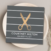 Moderne grafische grijze stripes Faux Gold Hair St Vierkante Visitekaartje