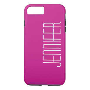 Moderne grafische Hot Pink, persoonlijke jumbonaam iPhone 8/7 Plus Hoesje