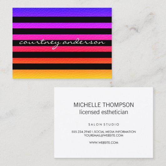 Moderne grafische kleurrijke textuur - zwarte stre visitekaartje (Voorkant / Achterkant)