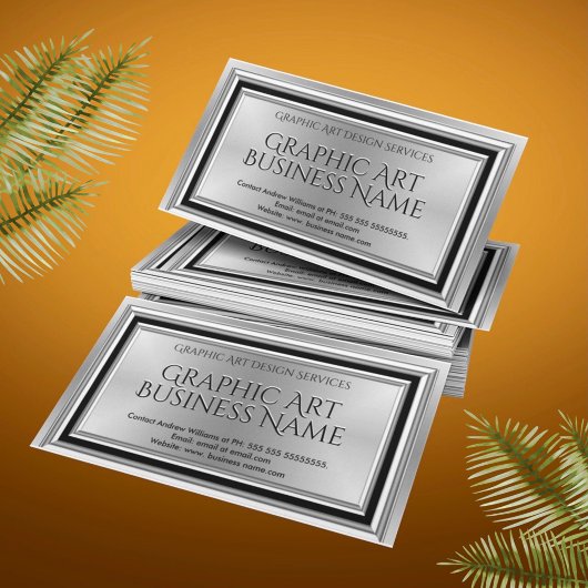 Moderne grafische kunstontwerper Silver Black Deco Visitekaartje