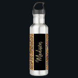 Moderne grafische laptop — zwart, persoonlijk waterfles<br><div class="desc">Moderne Chic Leopard Print Black Een speciaal roestvrij stalen flesje heeft een stijlvol ontwerp met een trendy, handgeschreven scriptnaam. Het is ontworpen met een zwart en bruin bladerspatroon rond de tumbler. De voorzijde heeft een unieke aanraking met een verticale zwarte streep op de centrumnaam in beige manuscript. Klik op "sjabloon...</div>