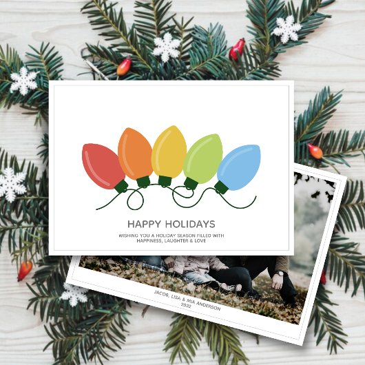 Moderne Grafische Lichten Kerstfoto Feestdagenkaart