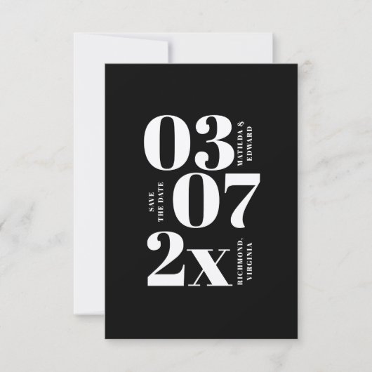 Moderne, grafische minimale bruiloft met de datum (Voorkant)