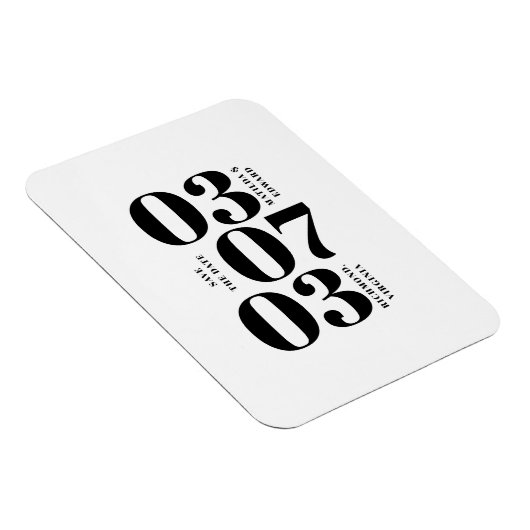 Moderne, grafische minimale bruiloft met de datum magneet (Rechterzijde)