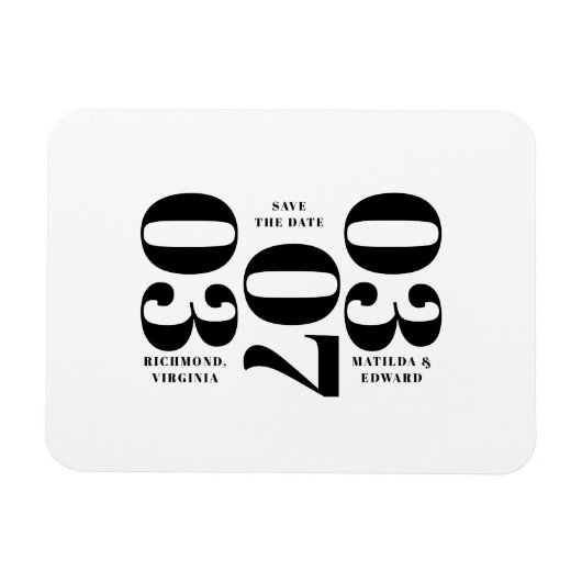 Moderne, grafische minimale bruiloft met de datum magneet (Horizontaal)