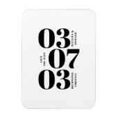 Moderne, grafische minimale bruiloft met de datum magneet (Verticaal)