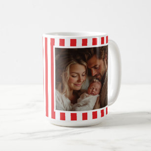 Moderne grafische minimale kerst rode witte foto koffiemok