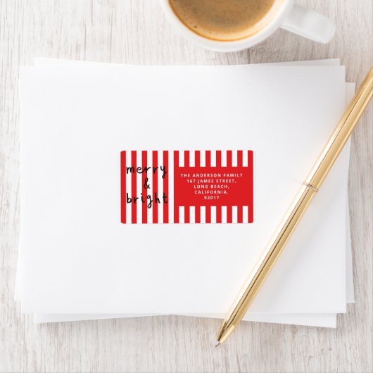 Moderne grafische minimale kerst rood en wit etiket (Insitu)