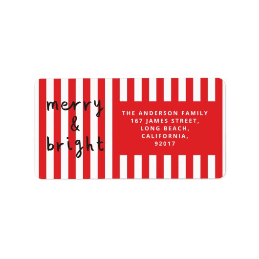 Moderne grafische minimale kerst rood en wit etiket (Voorkant)