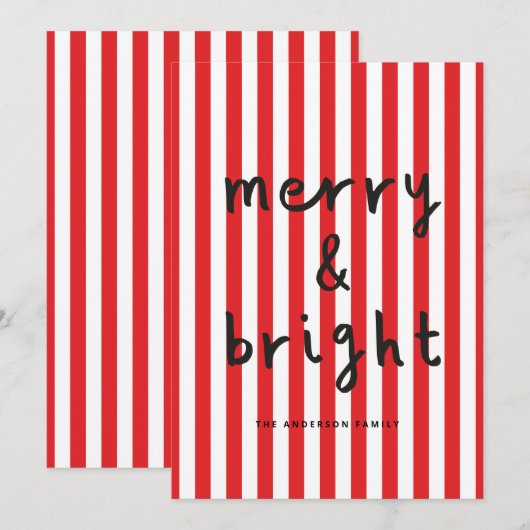 Moderne grafische minimale kerst rood en wit feestdagenkaart (Voorkant / Achterkant)