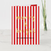 Moderne grafische minimale kerst rood en wit folie feestdagenkaart (Voorkant)