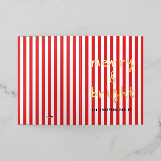 Moderne grafische minimale kerst rood en wit folie feestdagenkaart (Buiten Laag)