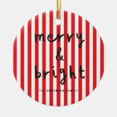 Moderne grafische minimale kerst rood en wit keramisch ornament (Voorkant)