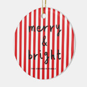 Moderne grafische minimale kerst rood en wit keramisch ornament (Links)