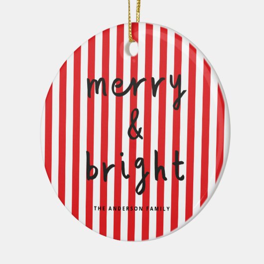 Moderne grafische minimale kerst rood en wit keramisch ornament (Links)