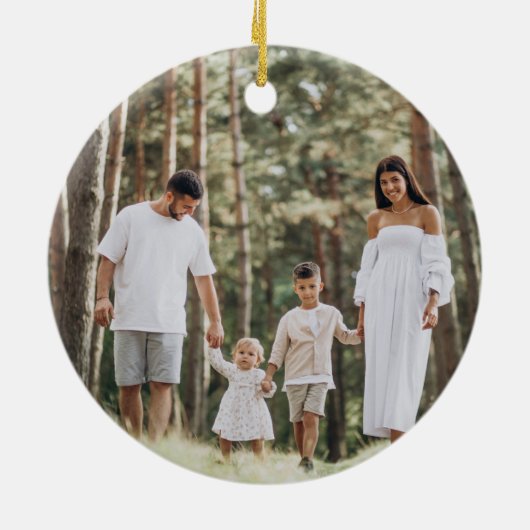 Moderne grafische minimale kerst rood en wit keramisch ornament (Achterkant)