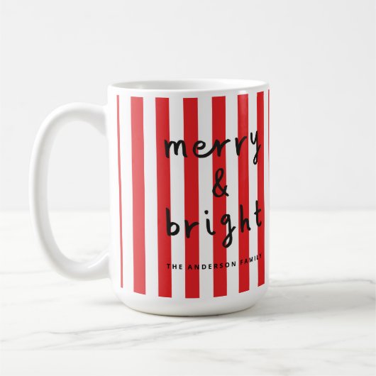 Moderne grafische minimale kerst rood en wit koffiemok (Links)