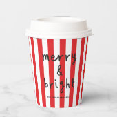 Moderne grafische minimale kerst rood en wit papieren bekers (Achterkant)