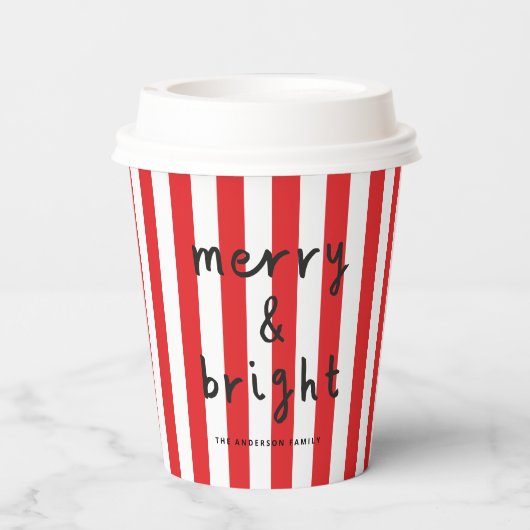 Moderne grafische minimale kerst rood en wit papieren bekers (Achterkant)