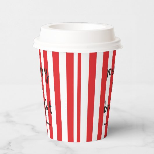 Moderne grafische minimale kerst rood en wit papieren bekers (Rechts)