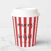 Moderne grafische minimale kerst rood en wit papieren bekers (Voorkant)