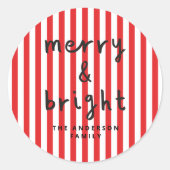 Moderne grafische minimale kerst rood en wit ronde sticker (Voorkant)