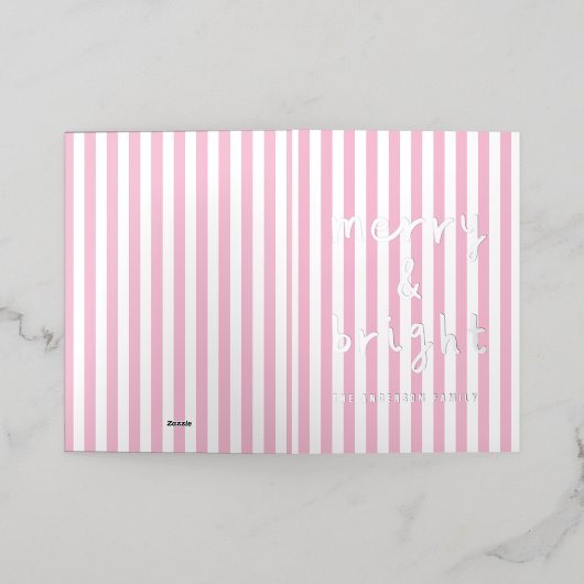 Moderne grafische minimale kerst roze en wit folie feestdagenkaart (Buiten Laag)