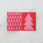 Moderne grafische minimale kerstboom rood roze feestdagen kaart (Binnen)
