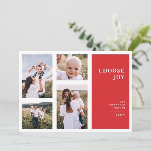 Moderne, grafische minimale kerstfeestdagen, multi aankondiging (Staand voorkant)