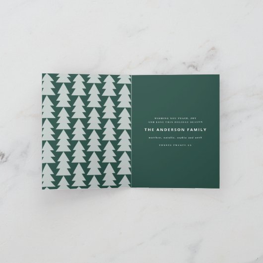 Moderne grafische minimale kerstfoto feestdagen kaart (Binnen)