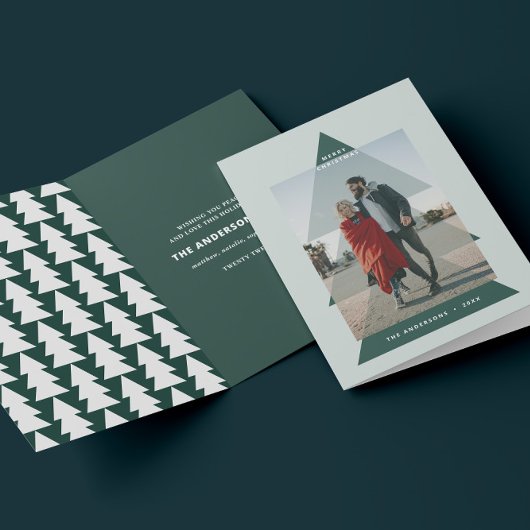 Moderne grafische minimale kerstfoto feestdagen kaart