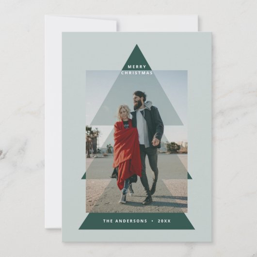 Moderne grafische minimale kerstfoto feestdagenkaart (Voorkant)