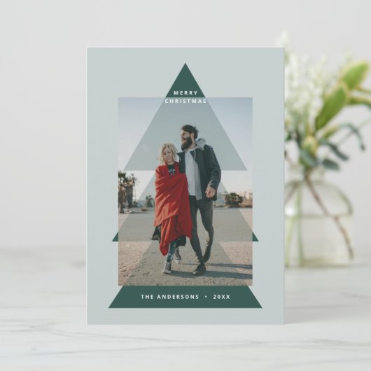 Moderne grafische minimale kerstfoto feestdagenkaart (Staand voorkant)