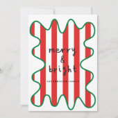 Moderne grafische minimale Kerstmis rood en wit Feestdagenkaart (Voorkant)