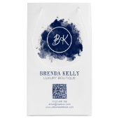 Moderne Grafische monogram marine & Witte QR Code  Klein Cadeauzakje (Achterkant)