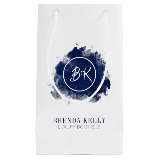 Moderne Grafische monogram marine & Witte QR Code Klein Cadeauzakje (Voorkant)