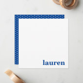 Moderne grafische monogram naam marine notitiekaartje (Voorkant / Achterkant in situ)